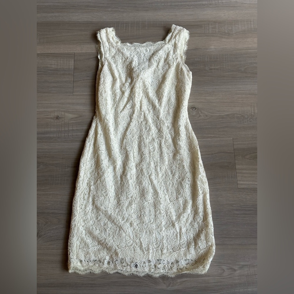 Cache Women's Ivory Floral Lace Sleeveless
Sheath Dress